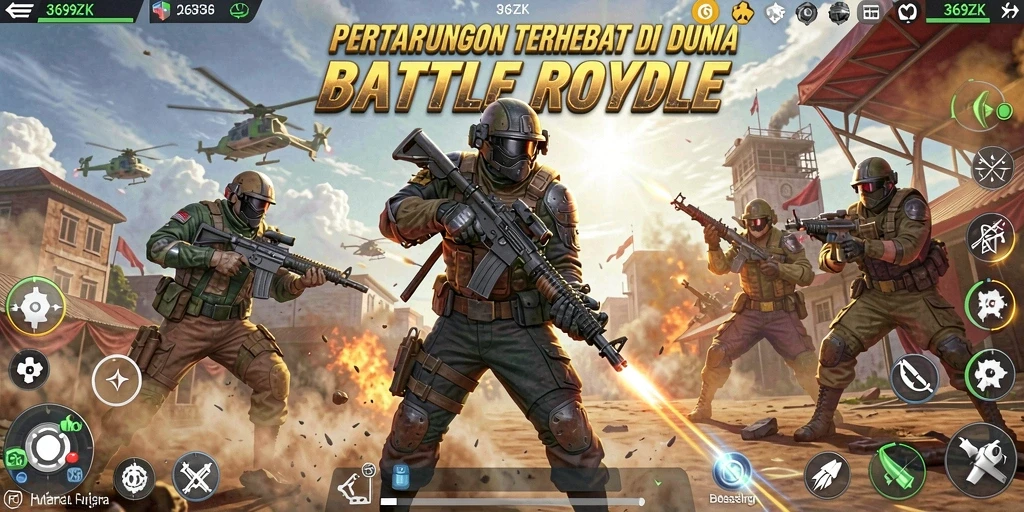 Tampilan gameplay seru di 369ZK dengan aksi Battle Royale.