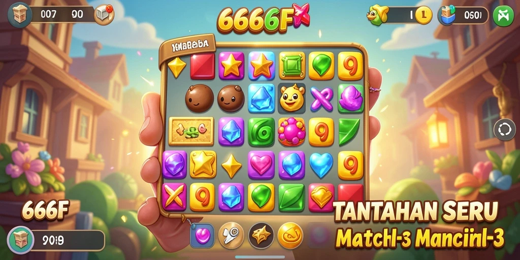 Tampilan gameplay seru di 666F, cocok untuk penggemar Match-3.