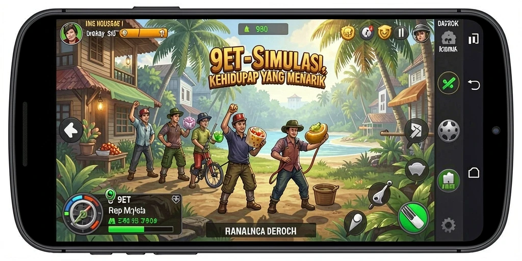 Screenshot gameplay simulasi 9ET yang menarik dan interaktif.