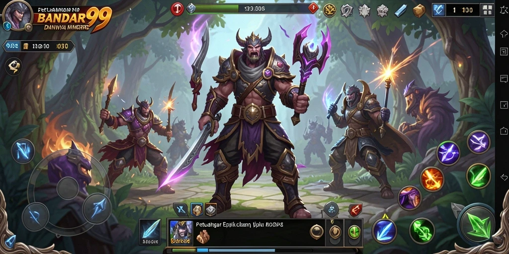 Screenshot gameplay BANDAR99 menampilkan pertarungan epik dalam dunia MMORPG.