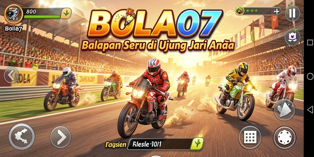 Tampilan gameplay BOLA07 yang menegangkan saat balapan.