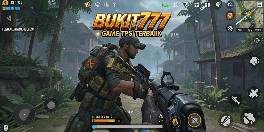 Screenshot BUKIT777 menampilkan aksi mendebarkan dalam pertempuran TPS.