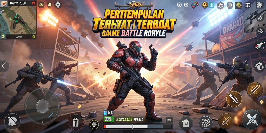 Tangkapan layar utama DAYA4D menunjukkan pertempuran intens Battle Royale.