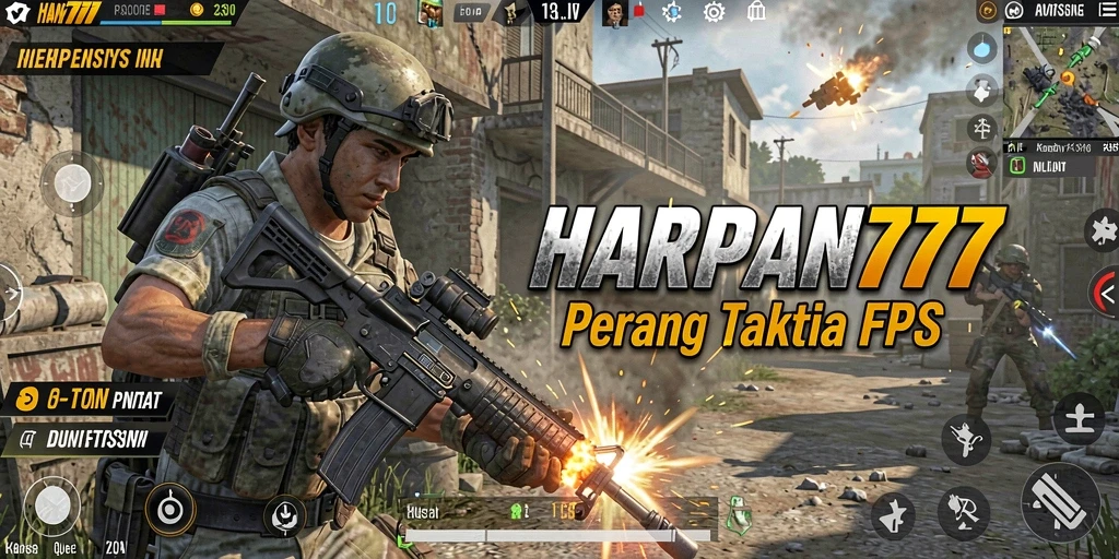 Tampilan aksi menarik dari gameplay HARAPAN777 dalam mode FPS.