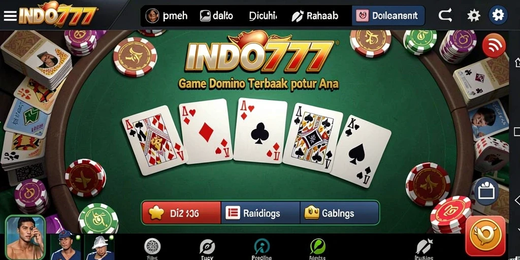 Tangkapan layar utama INDO777 menampilkan gameplay Domino yang seru.