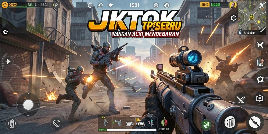 Tampilan layar gameplay JKTOK yang penuh aksi menegangkan.