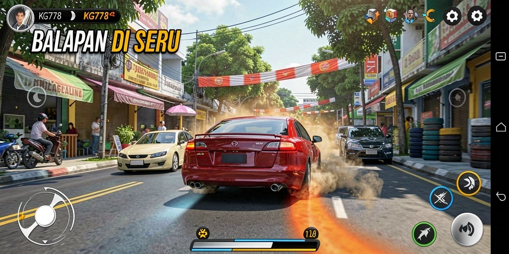 Tampilan gameplay Racing yang mendebarkan dan memikat.