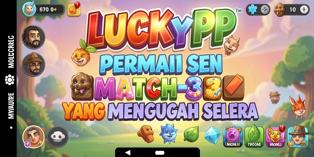 Screenshot dari gameplay seru di LUCKYRP dengan kombinasi Match-3 yang menarik.