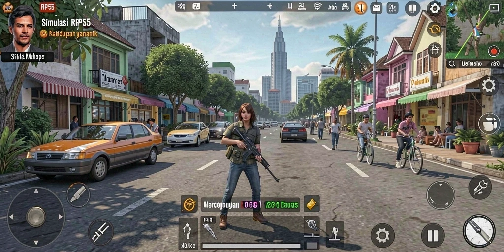Tampilan menarik dari gameplay RP55 yang menampilkan interaksi karakter.