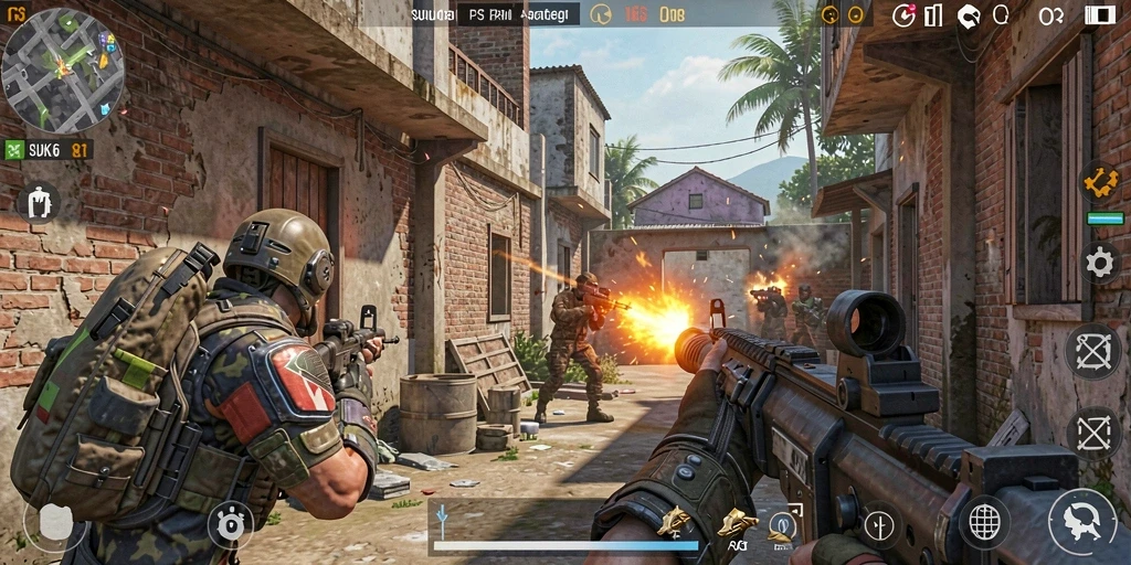 Tangkapan layar gameplay SUKA86 menampilkan aksi tembak-menembak yang intens.