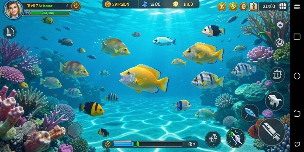 Screenshot gameplay SVIPSIDN dengan aksi menembak ikan yang seru.