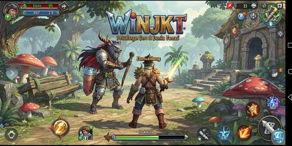 Tampilan gameplay WINJKT dengan petualangan seru di dunia fantasi.