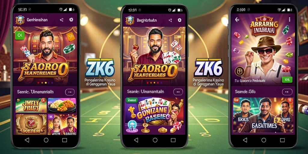 Screenshot gameplay ZK6 menampilkan antarmuka Kasino yang menarik.
